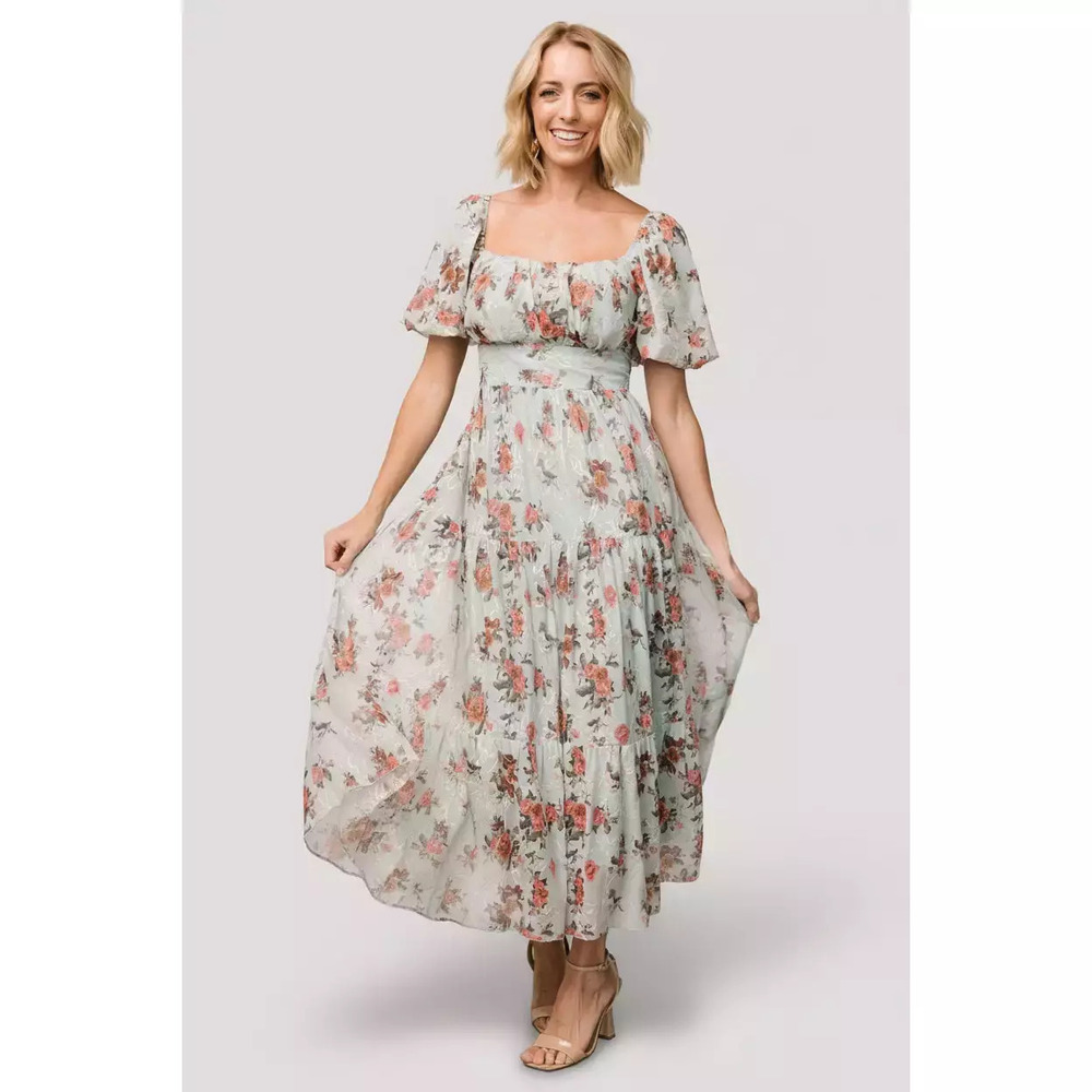 Baltic Born Annabeth Midi Dress | Eucalyptus Floral Size SS
